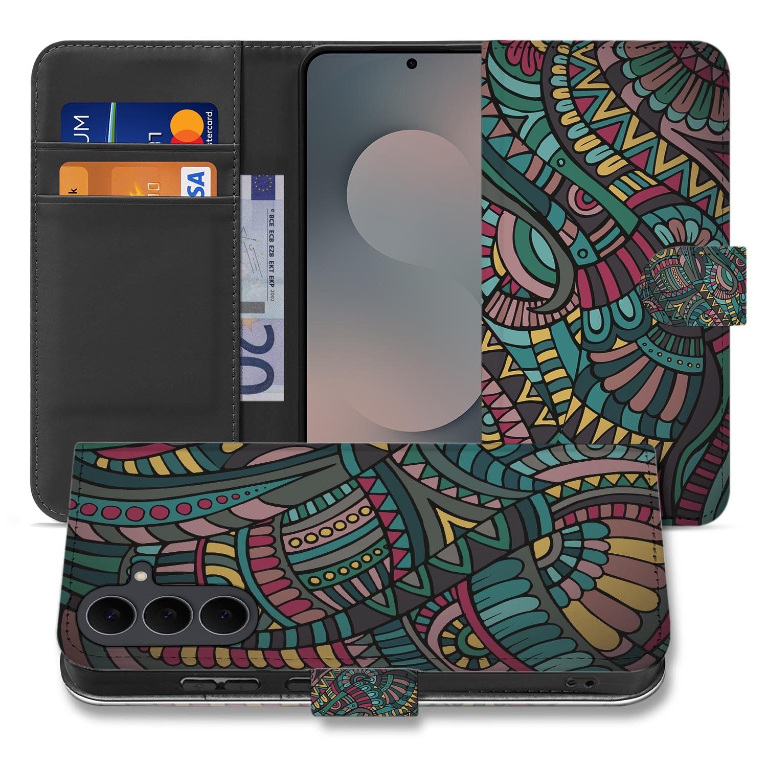 Samsung Galaxy S26 FE bookcase hoesje met meerkleurig Aztec patroon