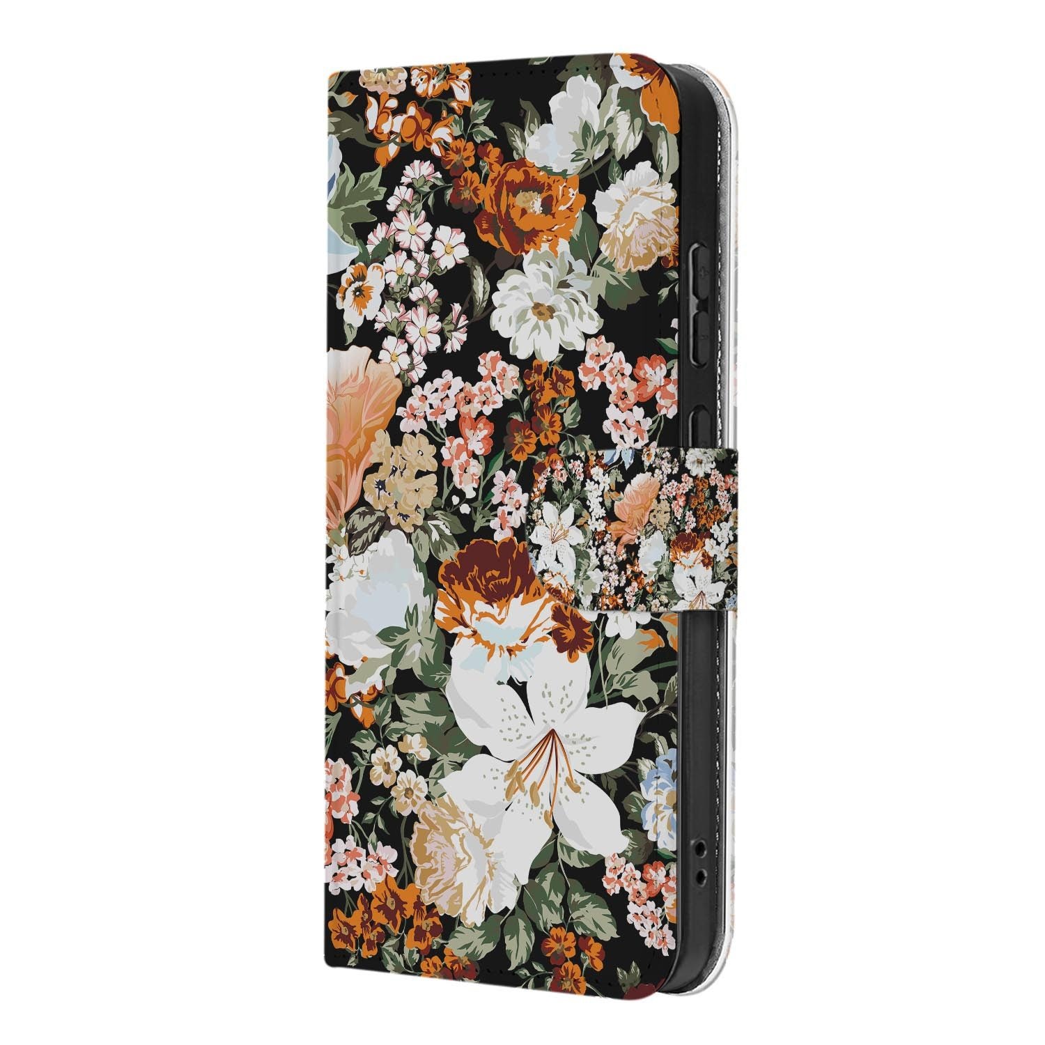 Kunstleren klaphoesje met Dark Flowers print voor de Samsung Galaxy S26 FE