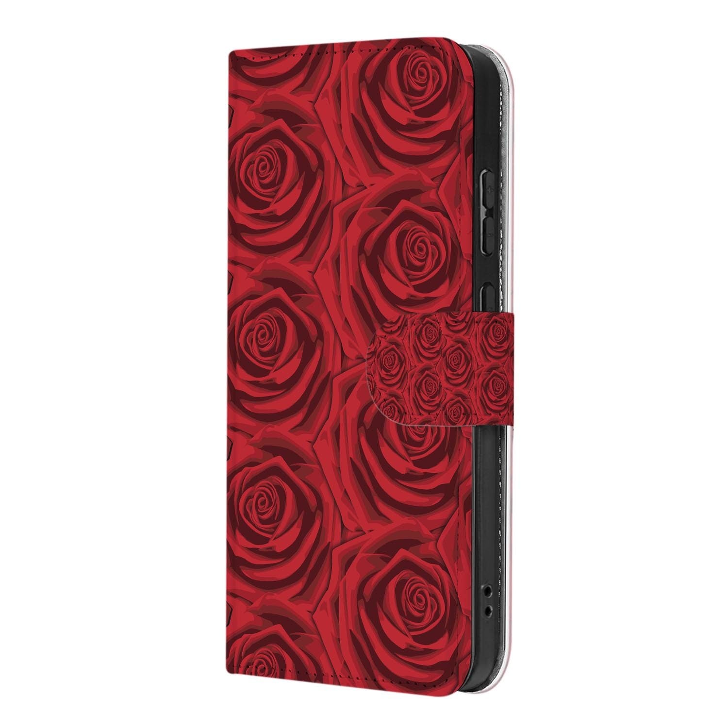 Samsung Galaxy S26 FE hoesje met pasjeshouder in Red Roses bloemendesign