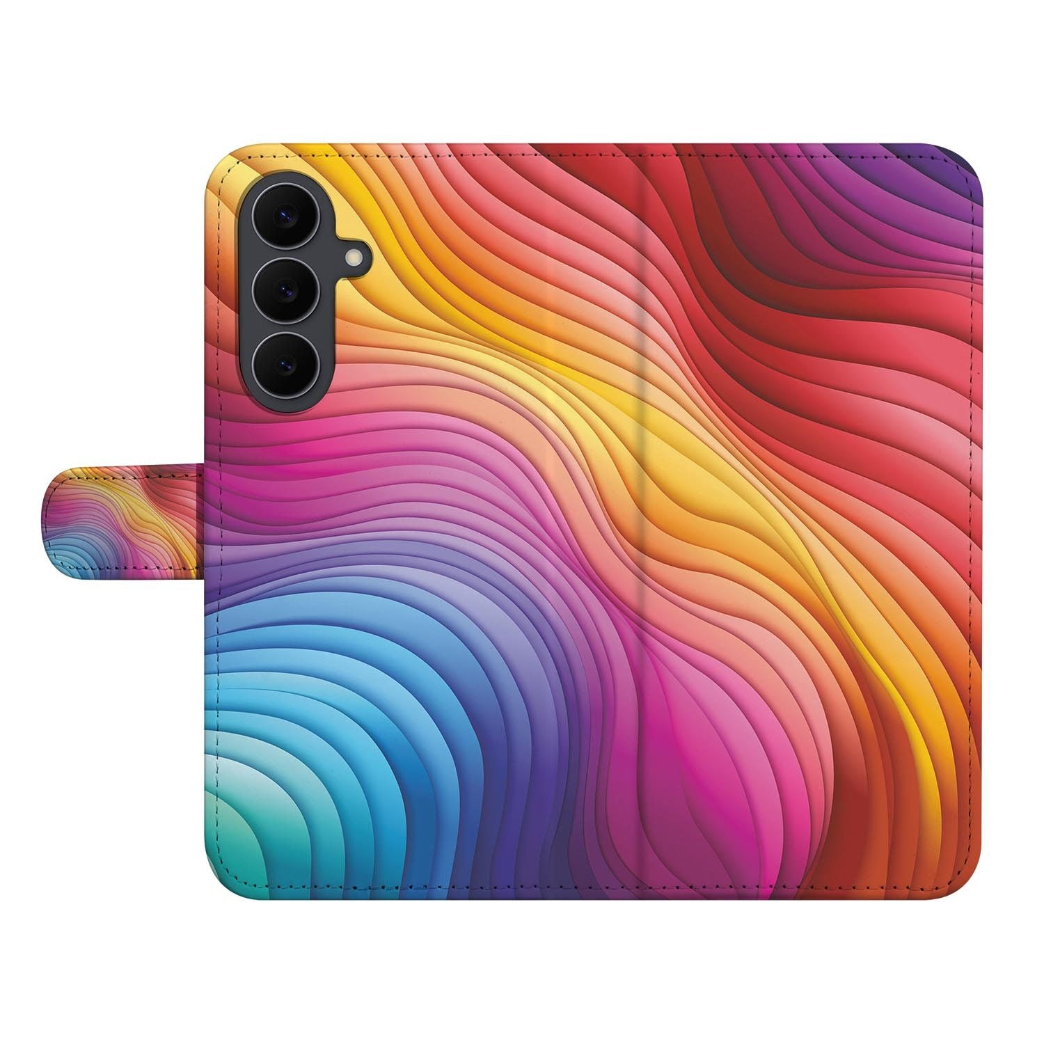 Samsung Galaxy S26 FE book case met abstract Regenboog motief
