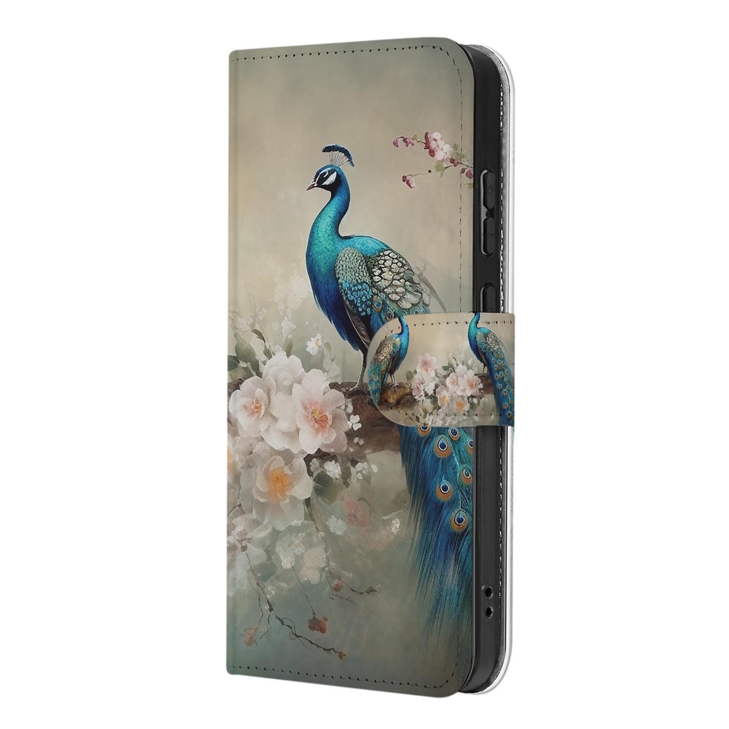 Kunstleren klaphoesje met Vintage Pauwen motief voor Samsung Galaxy S26 FE