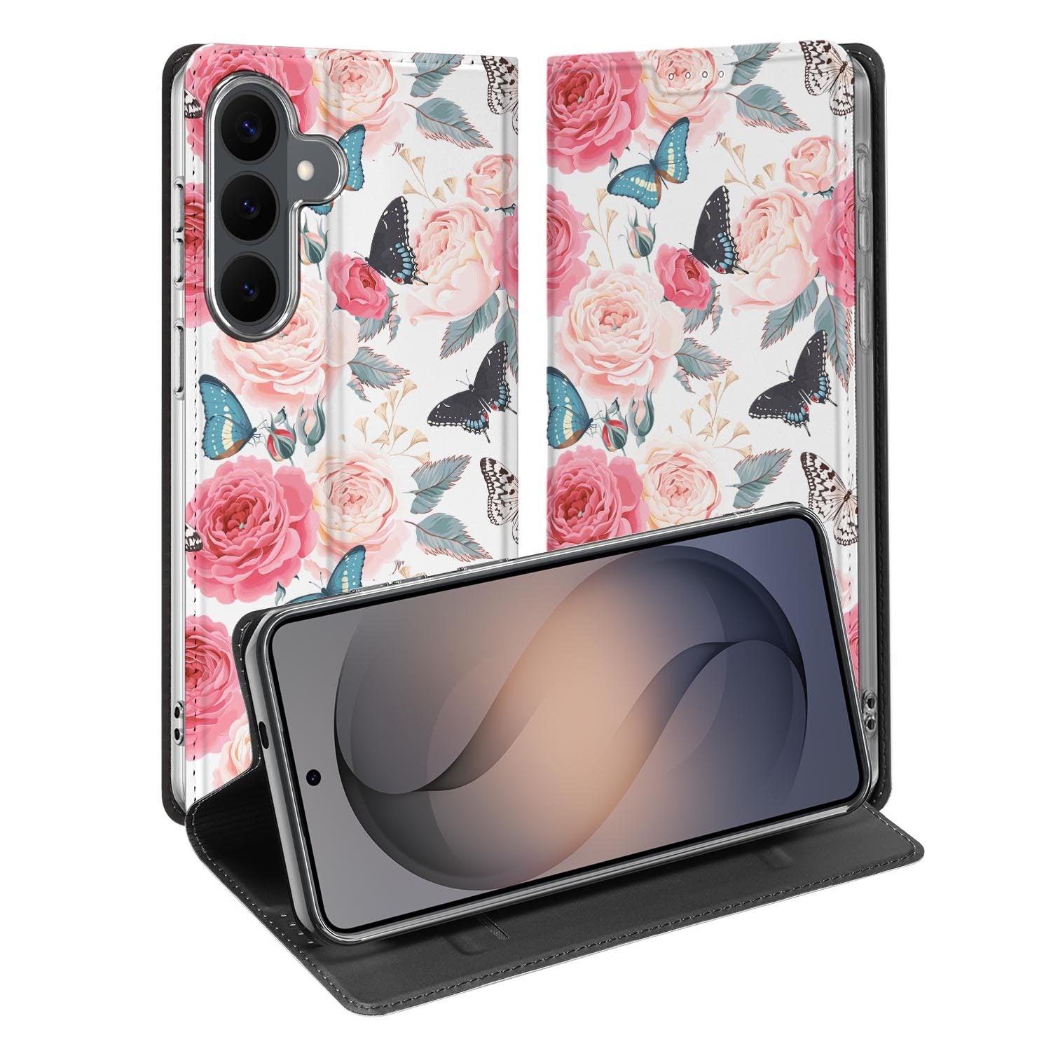 Samsung Galaxy S26 FE standcase met Butterfly Roses-print