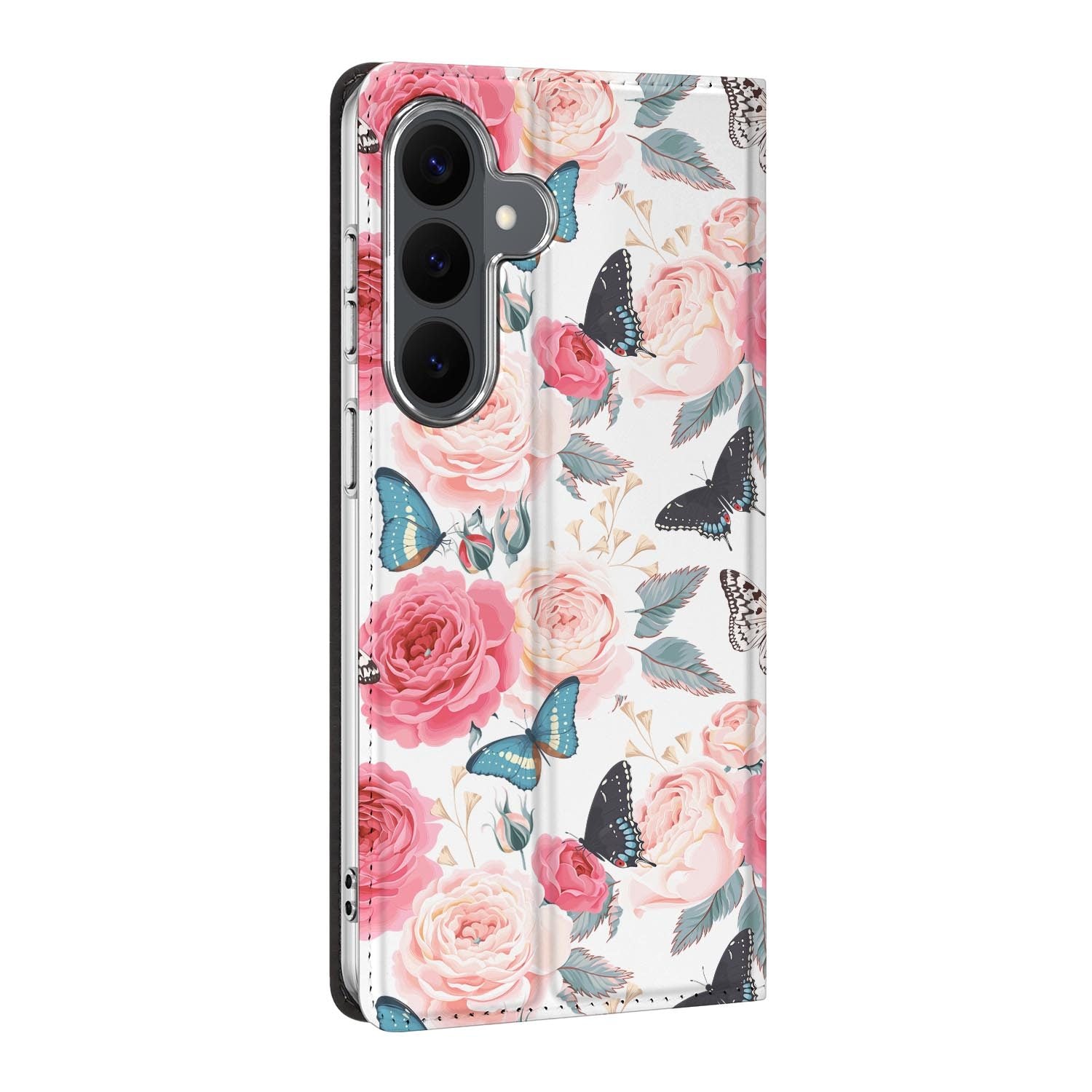 Samsung Galaxy S26 FE standcase Butterfly Roses, bescherming voor- en achterkant