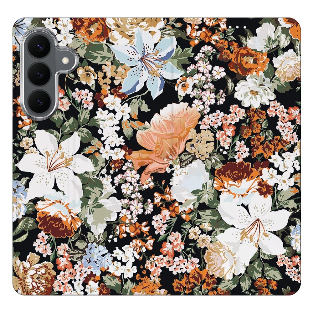 Samsung Galaxy S26 FE boekhoesje Dark Flowers met pasjesvak