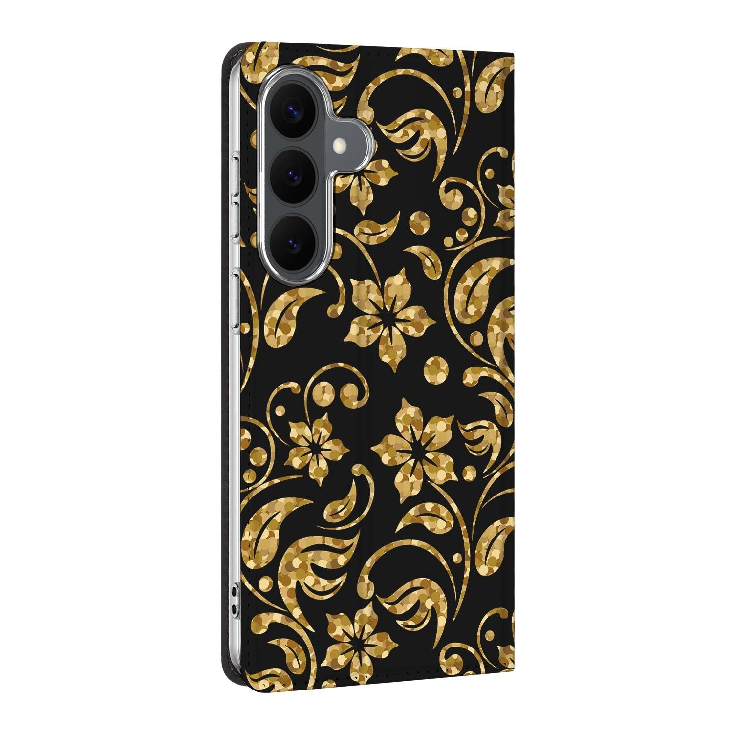 Samsung Galaxy S26 FE standcase Gouden Bloemen, bescherming voor- en achterkant