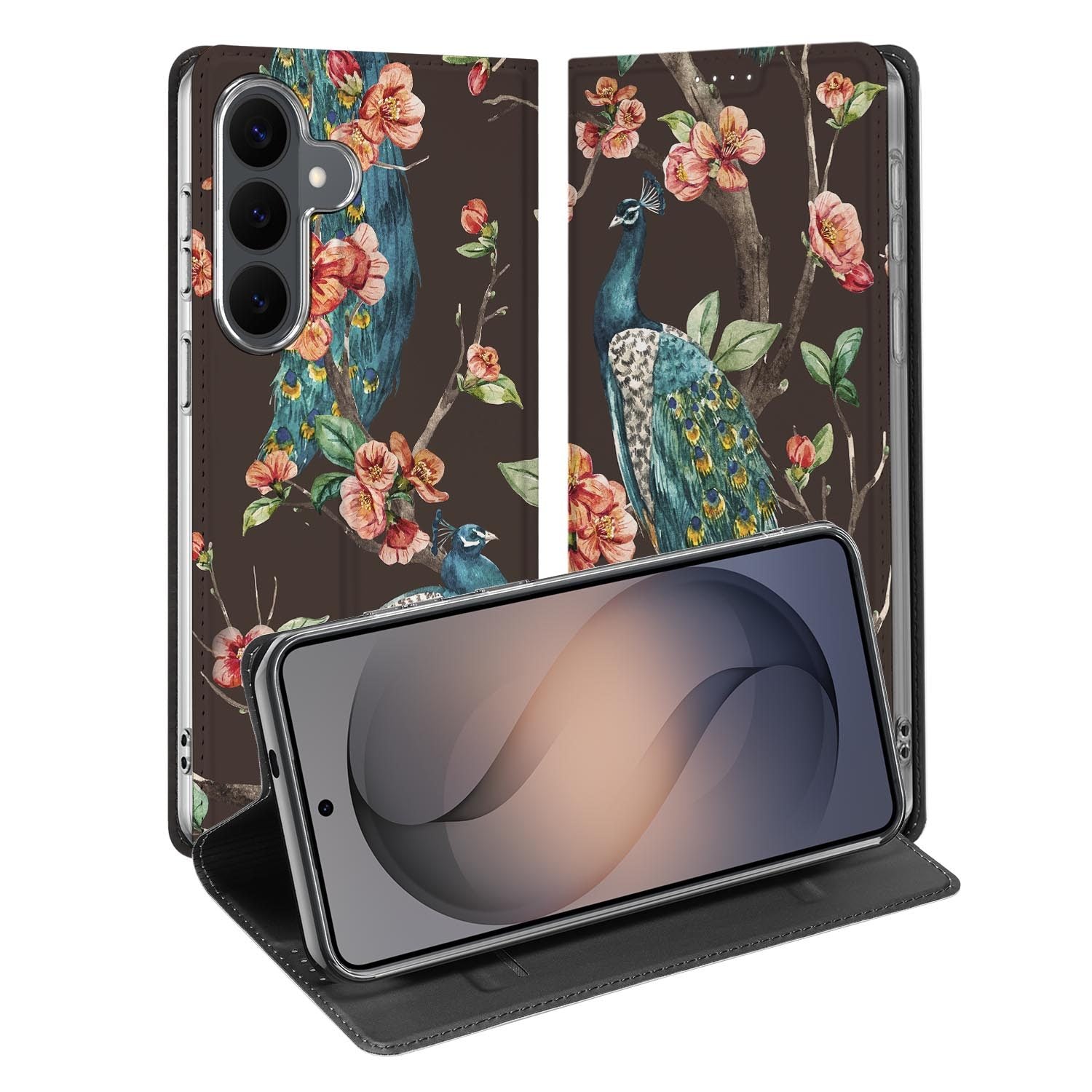 Samsung Galaxy S26 FE standcase met Pauw met Bloemen-print