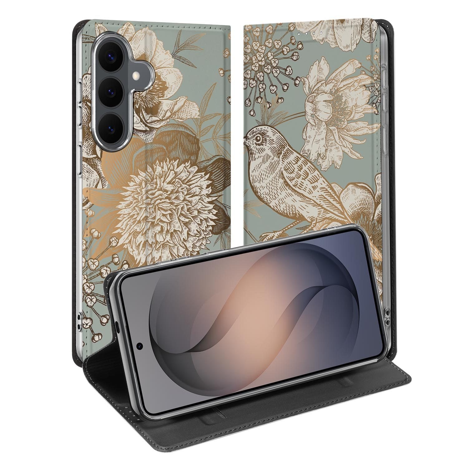 Samsung Galaxy S26 FE standcase met Vintage Bird Flowers-print