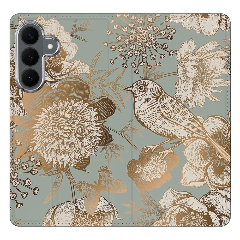 Samsung Galaxy S26 FE boekhoesje Vintage Bird Flowers met pasjesvak
