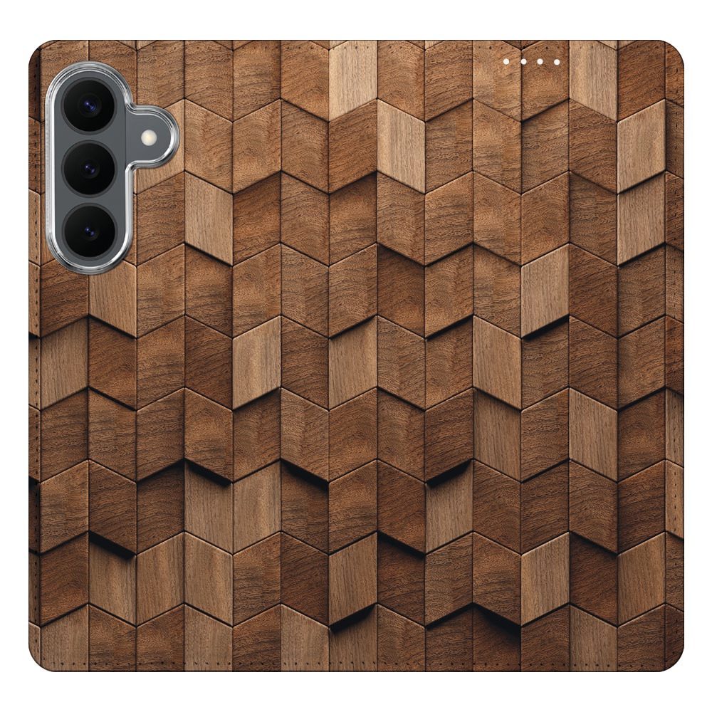 Samsung Galaxy S26 FE boekhoesje Wooden Cubes met pasjesvak