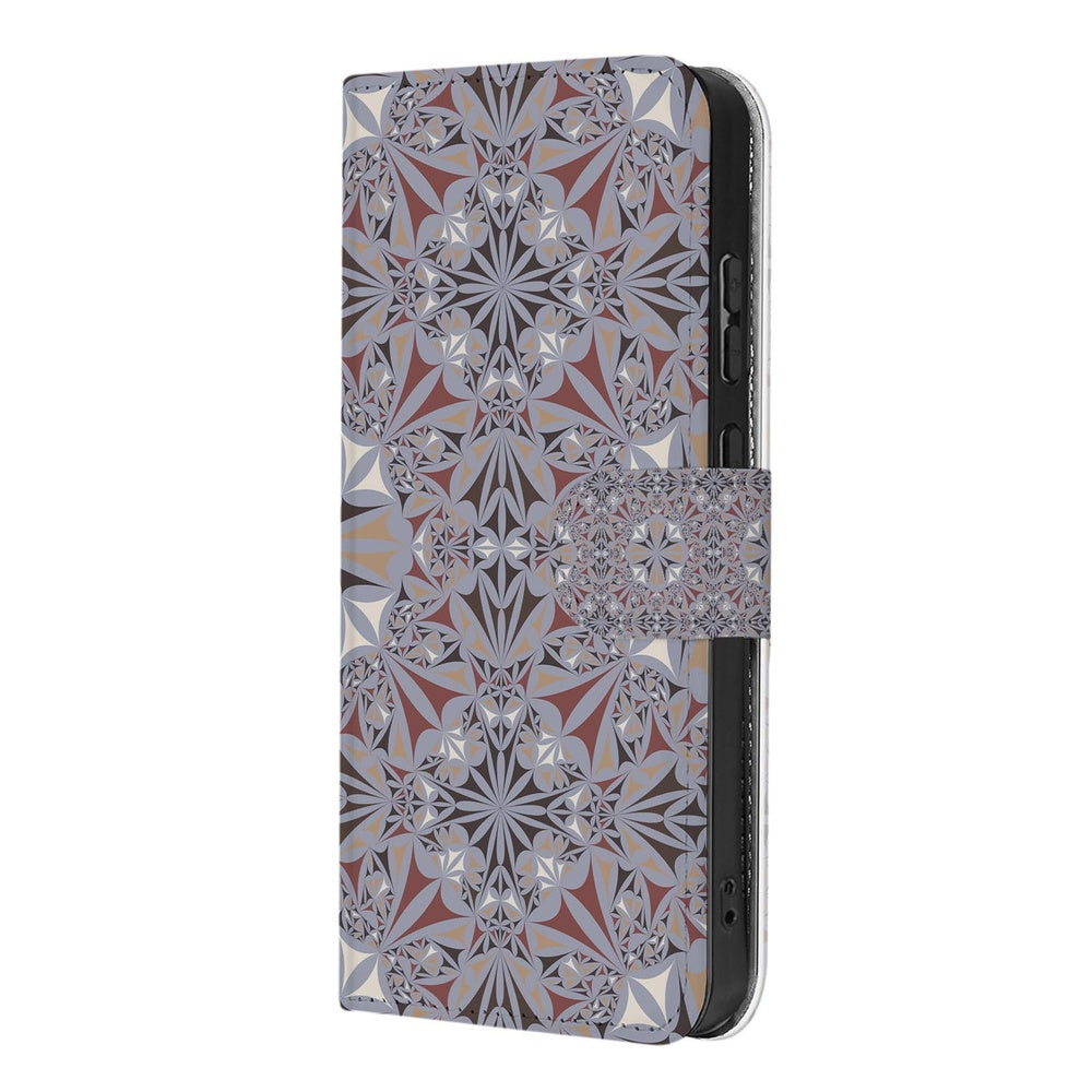 Samsung Galaxy S26 Plus Book Case Bloemenpatroon zijaanzicht met kleurrijke print op kunstleer.