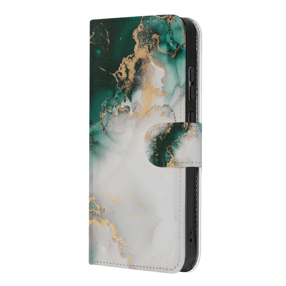 Samsung Galaxy S26 Plus Bookcase Marmer Groen Aanzicht zijkant.