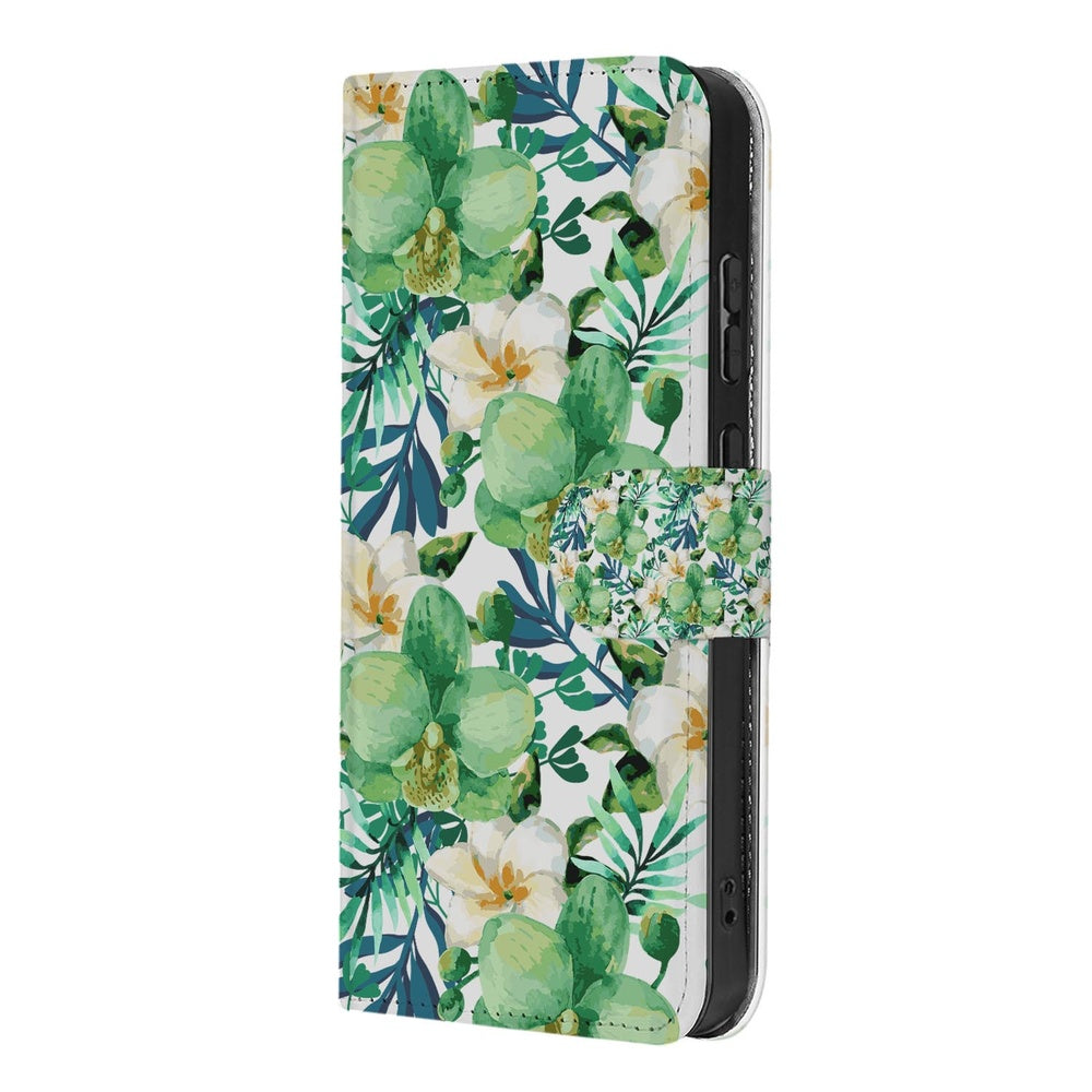 Samsung Galaxy S26 Plus Book Case Orchidee Groen Design groen witte bloemen .