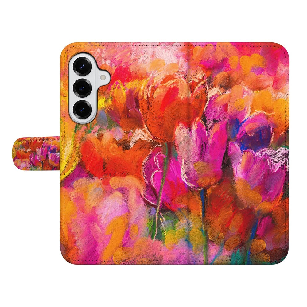 Samsung Galaxy S26 Plus Bookcase Hoesje Tulips bloemenprint voorkant.