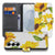 Samsung Galaxy S26 Plus Hoesje Zonnebloemen Wallet Zonnebloemen groene bladeren voorkant en binnenkant met TPU-houder.