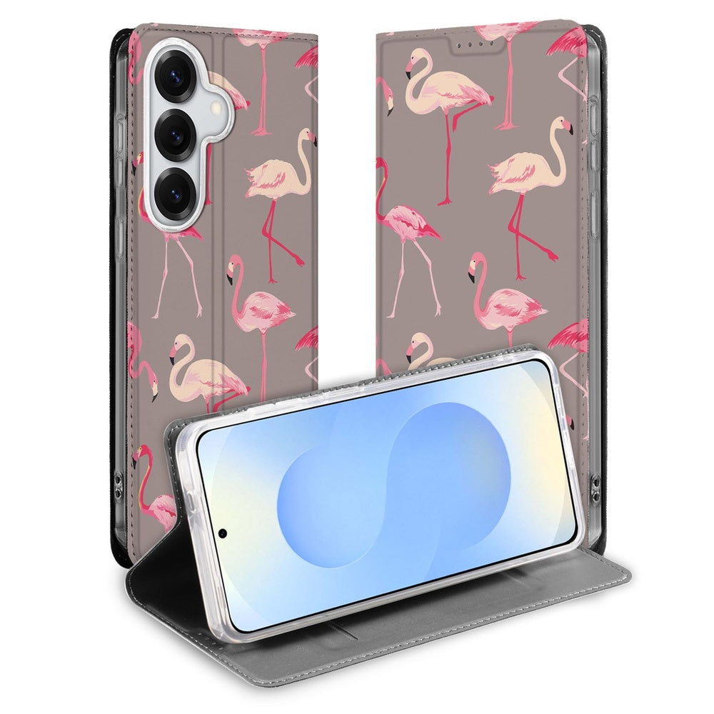 Samsung Galaxy S26 Plus Smart Cover Hoesje Flamingo Vooraanzicht.