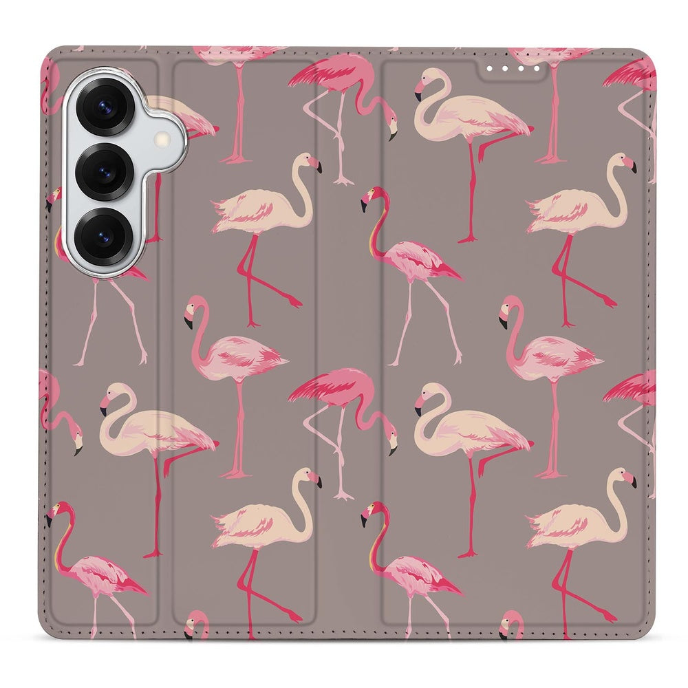 Samsung Galaxy S26 Plus Smart Cover Hoesje Flamingo Flamingo design achteraanzicht.