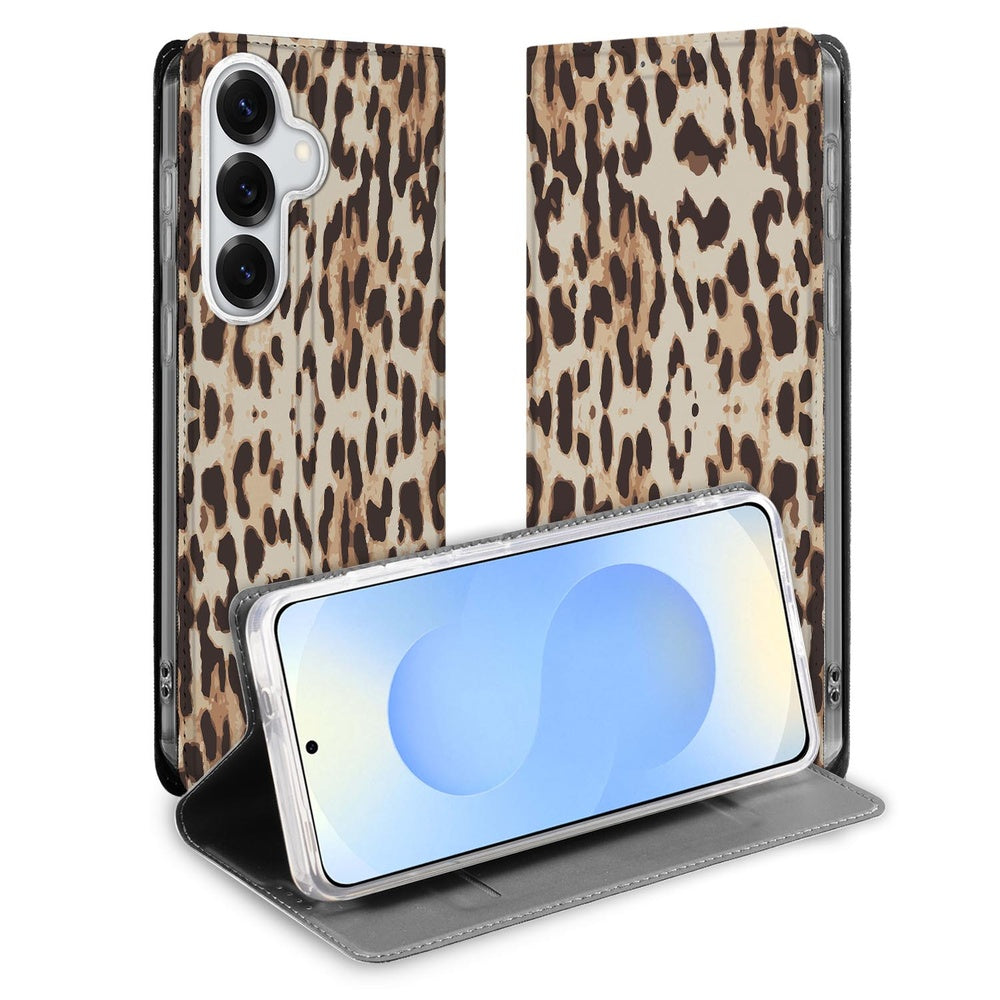 Samsung Galaxy S26 Plus Book Wallet Case Leopard Vooraanzicht.