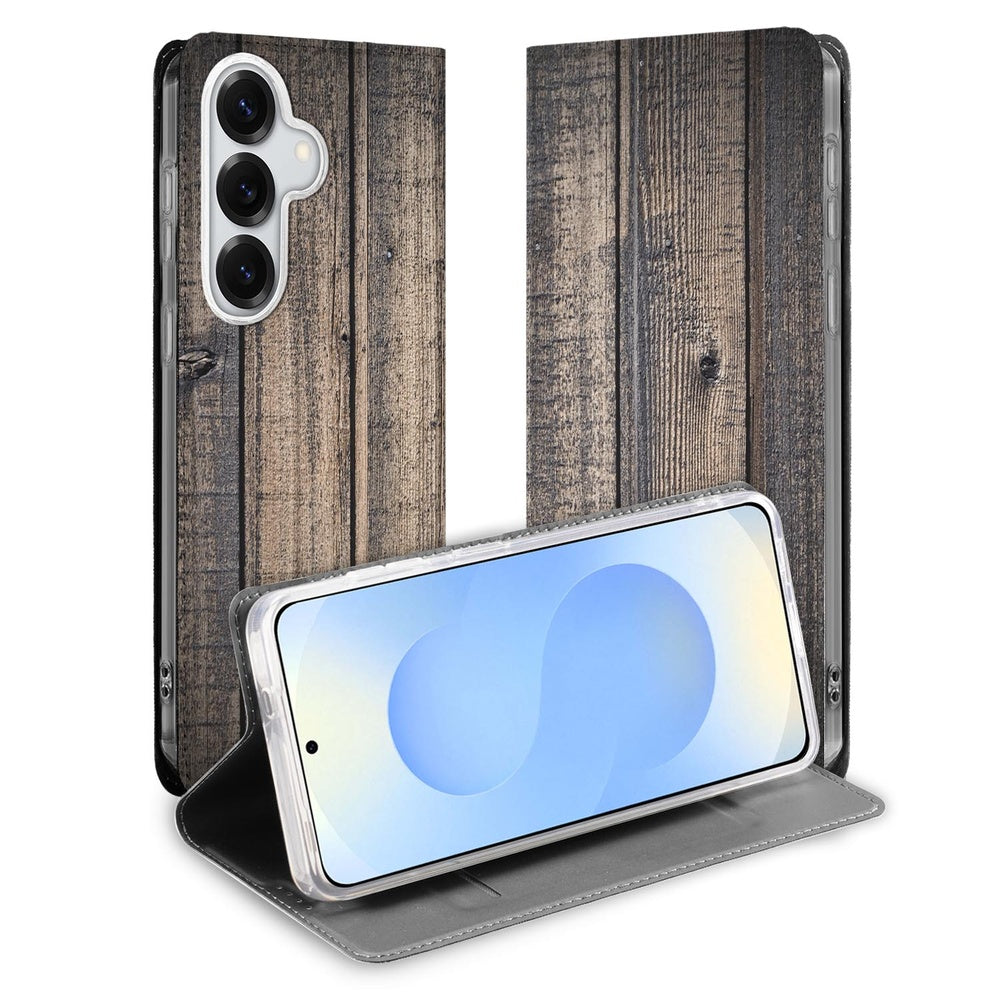 Samsung Galaxy S26 Plus Book Cover Steigerhout Vooraanzicht.