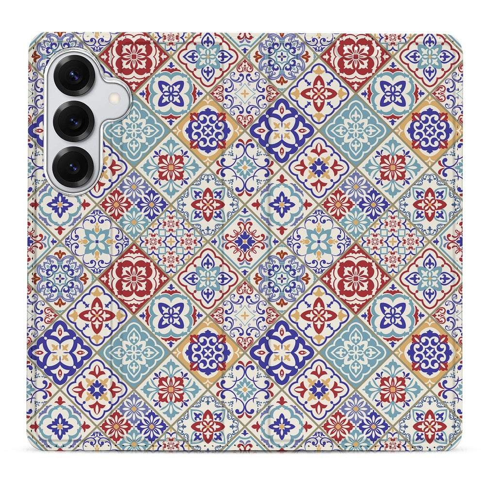 Samsung Galaxy S26 Plus Book Wallet Case Tiles Color Vooraanzicht.
