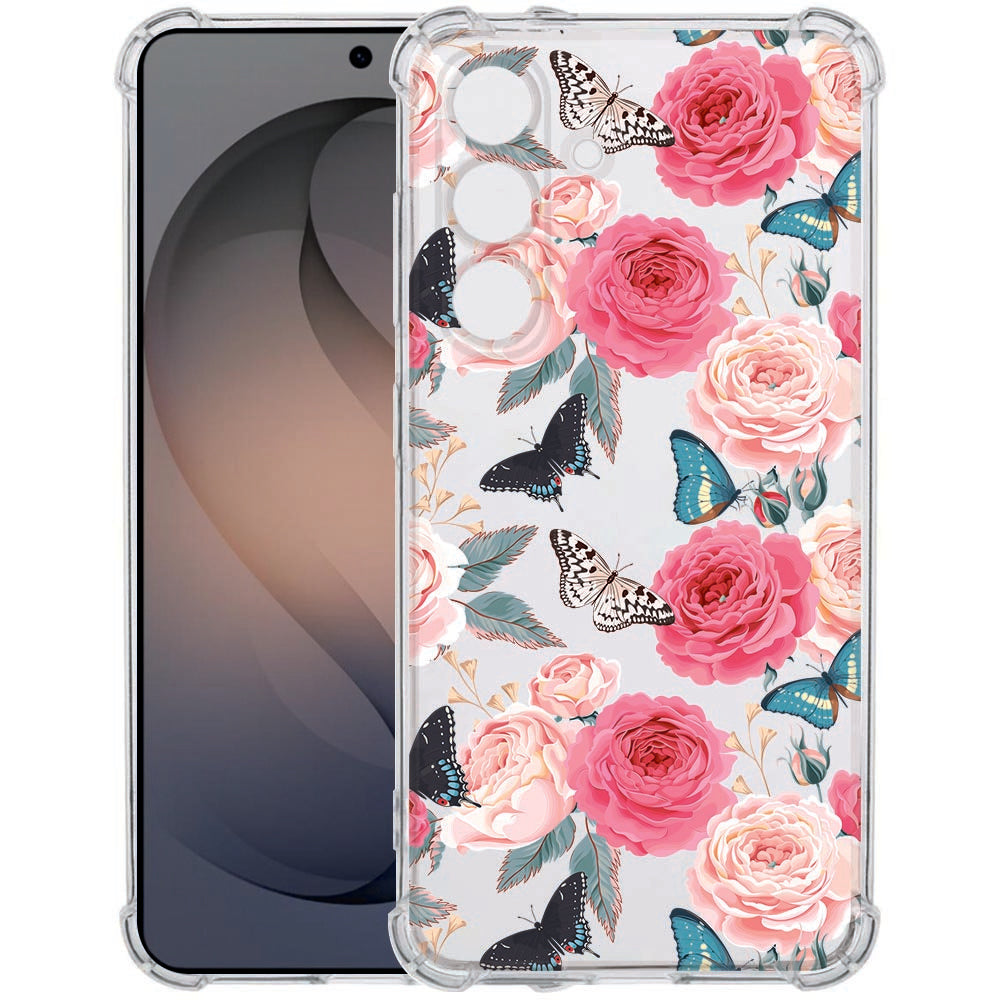 TPU Siliconen Hoesje Samsung Galaxy S26 Plus Butterfly Roses Valbestendig