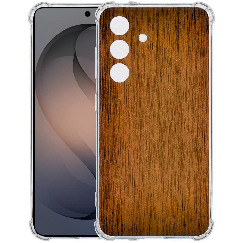 Samsung Galaxy S26 Plus TPU Siliconen Hoesje Donker Hout Antishock