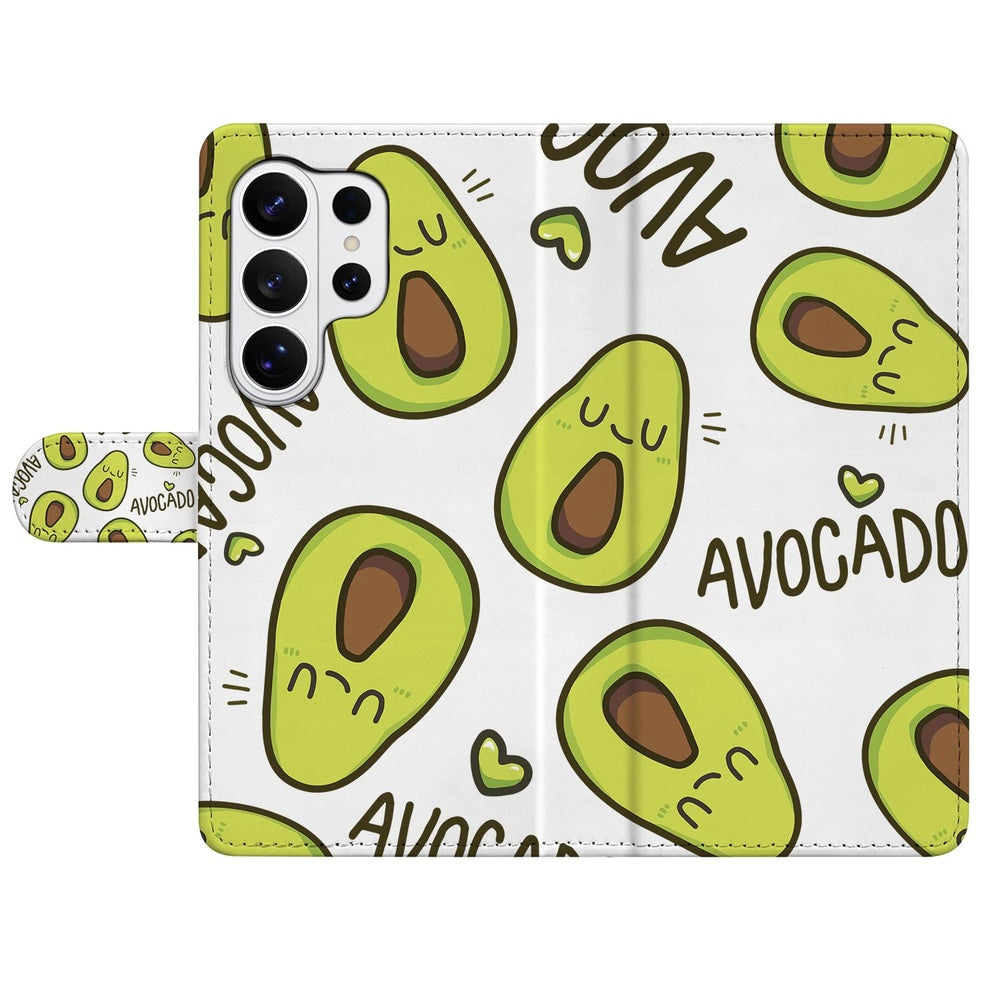 Samsung Galaxy S26 Ultra Book Case Avocado Singing Groen Aanzicht voorkant.
