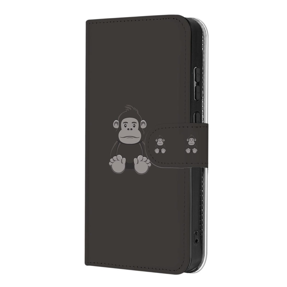 Portemonnee hoesje Samsung Galaxy S26 Ultra Gorilla Bruin met Magnetische sluiting met speelse aap print en stevige sluiting.