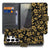 Samsung Galaxy S26 Ultra Boekhoes Gouden Bloemen met Pasjeshouder met zwart en gouden bloemenpatroon