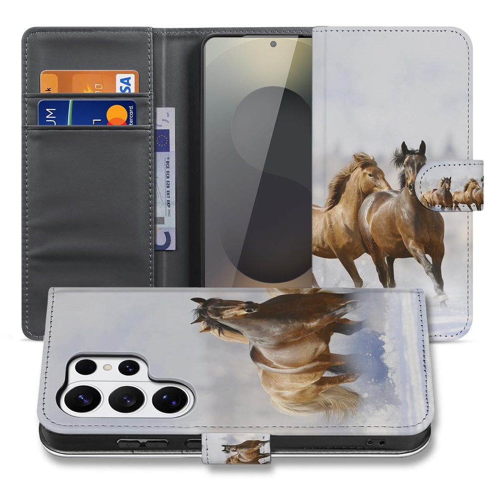 Samsung Galaxy S26 Ultra Book Case Paarden Motief met Magnetische sluiting Vooraanzicht.