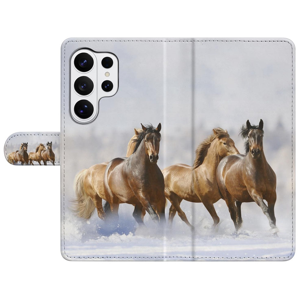 Samsung Galaxy S26 Ultra Book Case Paarden Motief Vooraanzicht.