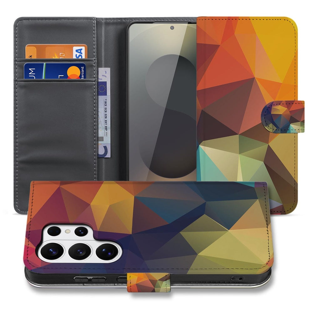 Bookcase Samsung Galaxy S26 Ultra Polygon Kleur met Magnetische sluiting detailweergave.
