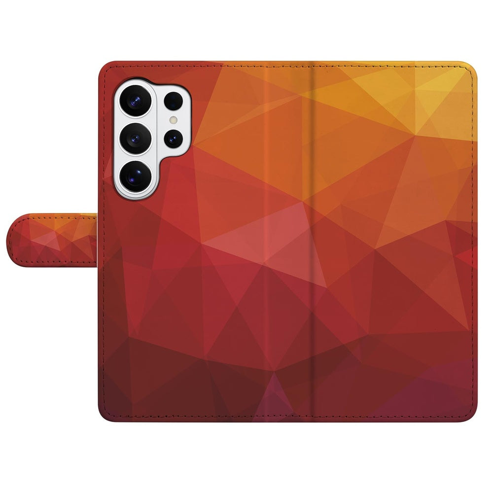 Book Case Samsung Galaxy S26 Ultra Polygon Rood met Pasjeshouder detail.