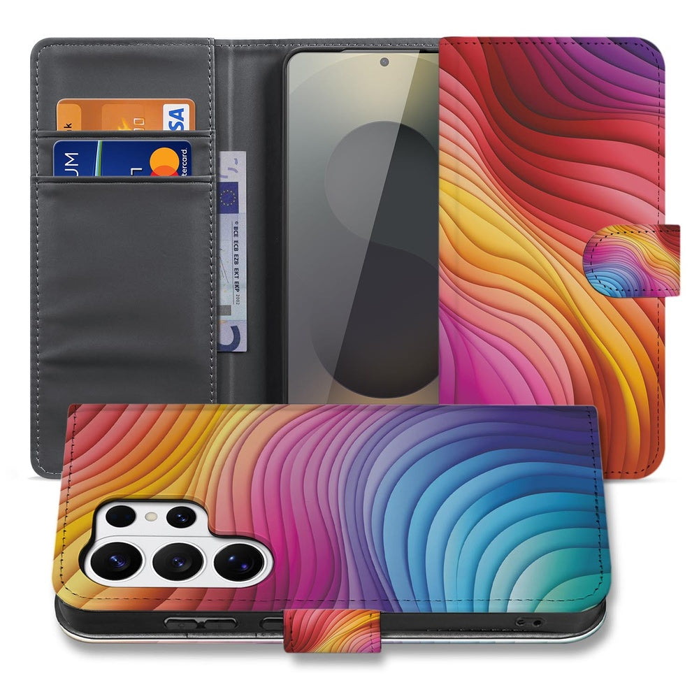 Book Case Hoes Regenboog Voor Samsung Galaxy S26 Ultra met Magnetische sluiting Vooraanzicht.