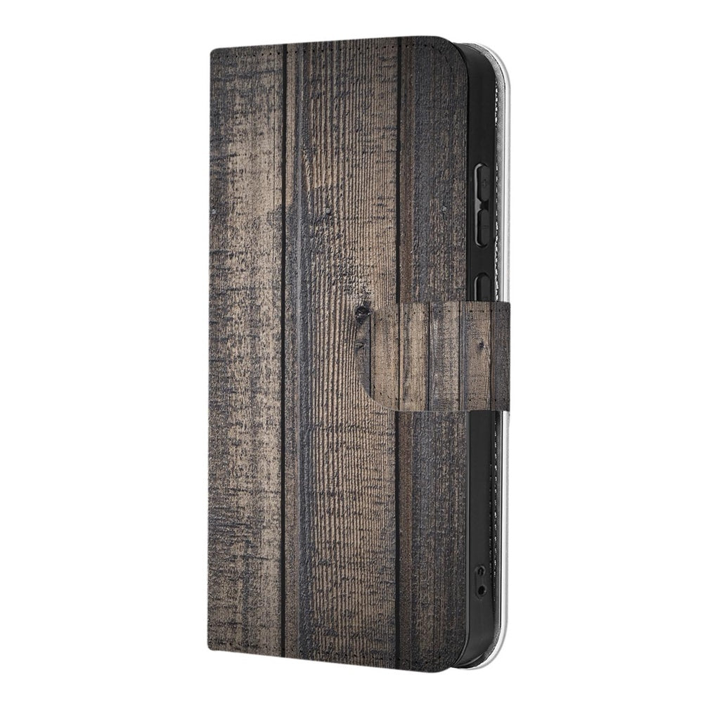 Samsung Galaxy S26 Ultra Bookstyle Hoes Steigerhout Design met Magnetische sluiting Aanzicht zijkant.