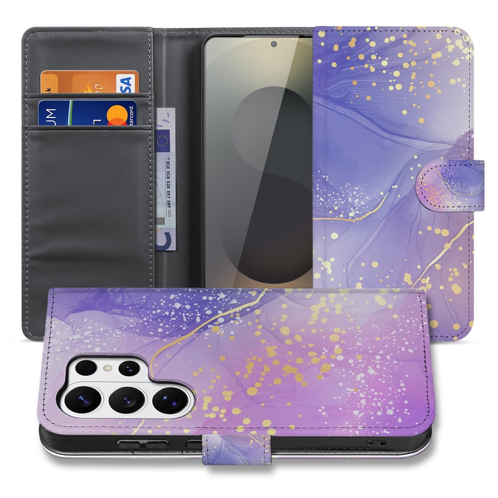 Watercolor Paars Hoesje Samsung Galaxy S26 Ultra met Magnetische sluiting detail aanzicht.