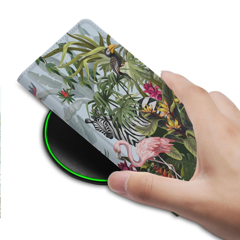 Samsung Galaxy S26 Ultra Jungle Book Cover handdetalje op de oplaadstructuur.