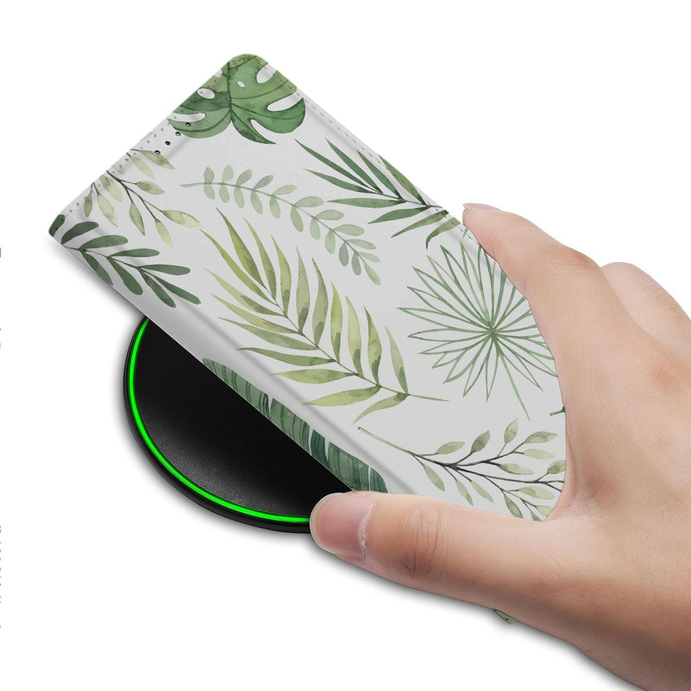 Samsung Galaxy S26 Ultra Leaves Book Wallet Case detail hand gadget opladen.