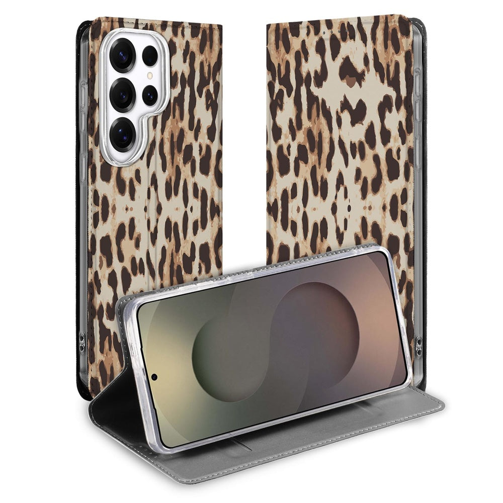 Samsung Galaxy S26 Ultra Book Case Leopard Vooraanzicht.