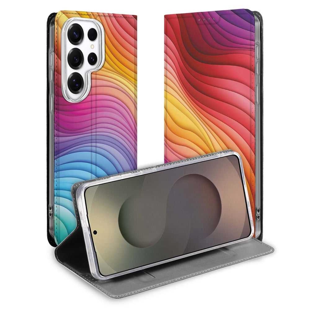 Samsung Galaxy S26 Ultra Book Wallet Case Regenboog Vooraanzicht.