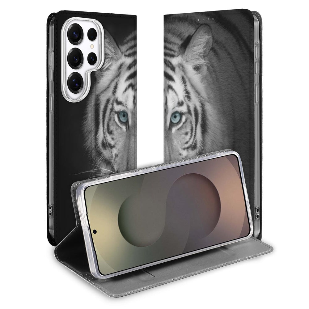 Samsung Galaxy S26 Ultra Book Wallet Case Tijger Vooraanzicht.