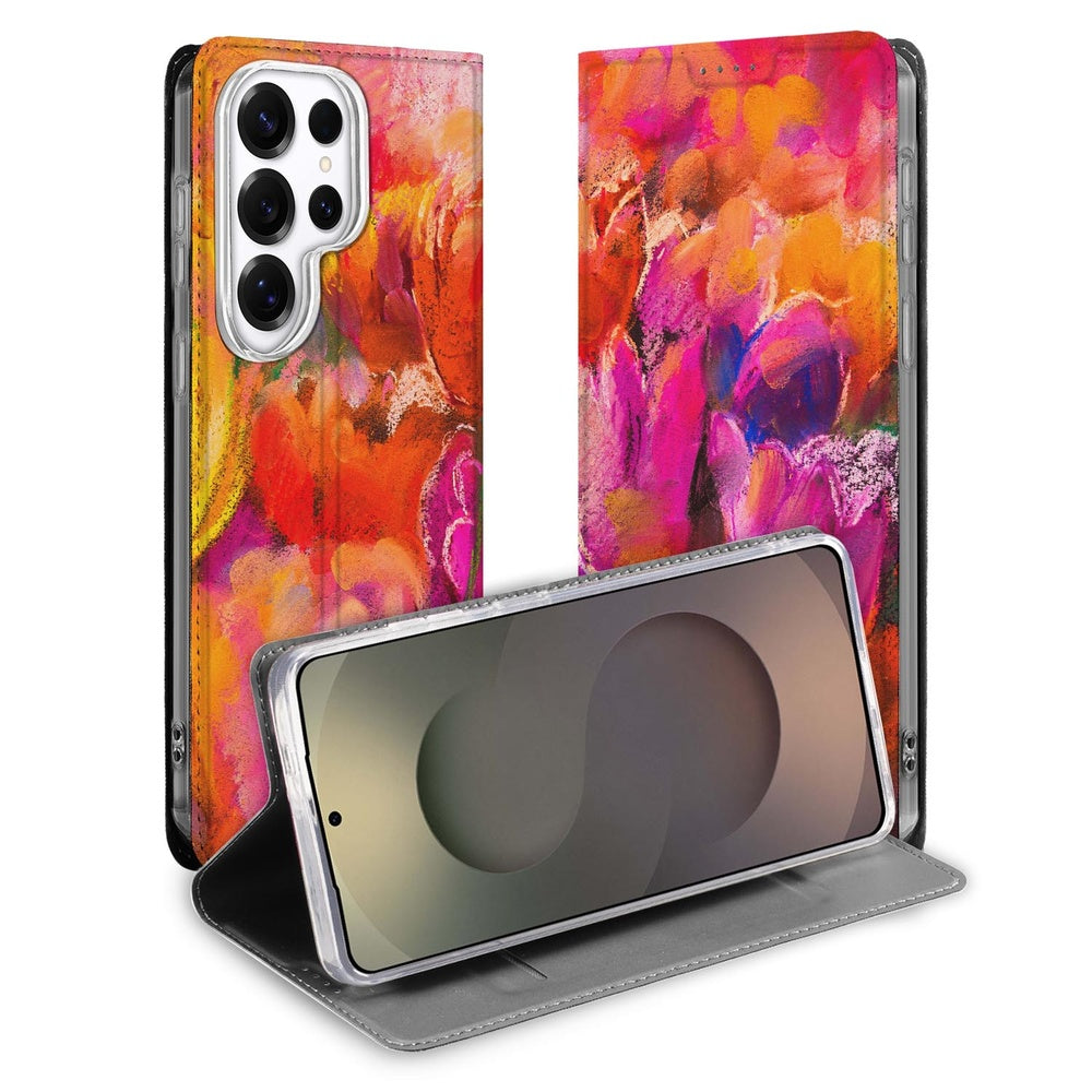 Samsung Galaxy S26 Ultra Bookcase Tulips Vooraanzicht.