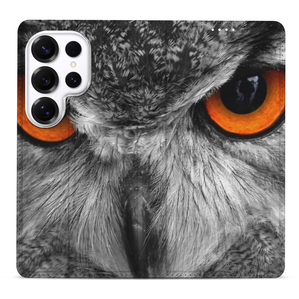Samsung Galaxy S26 Ultra Book Case Uil uil design vooraanzicht.