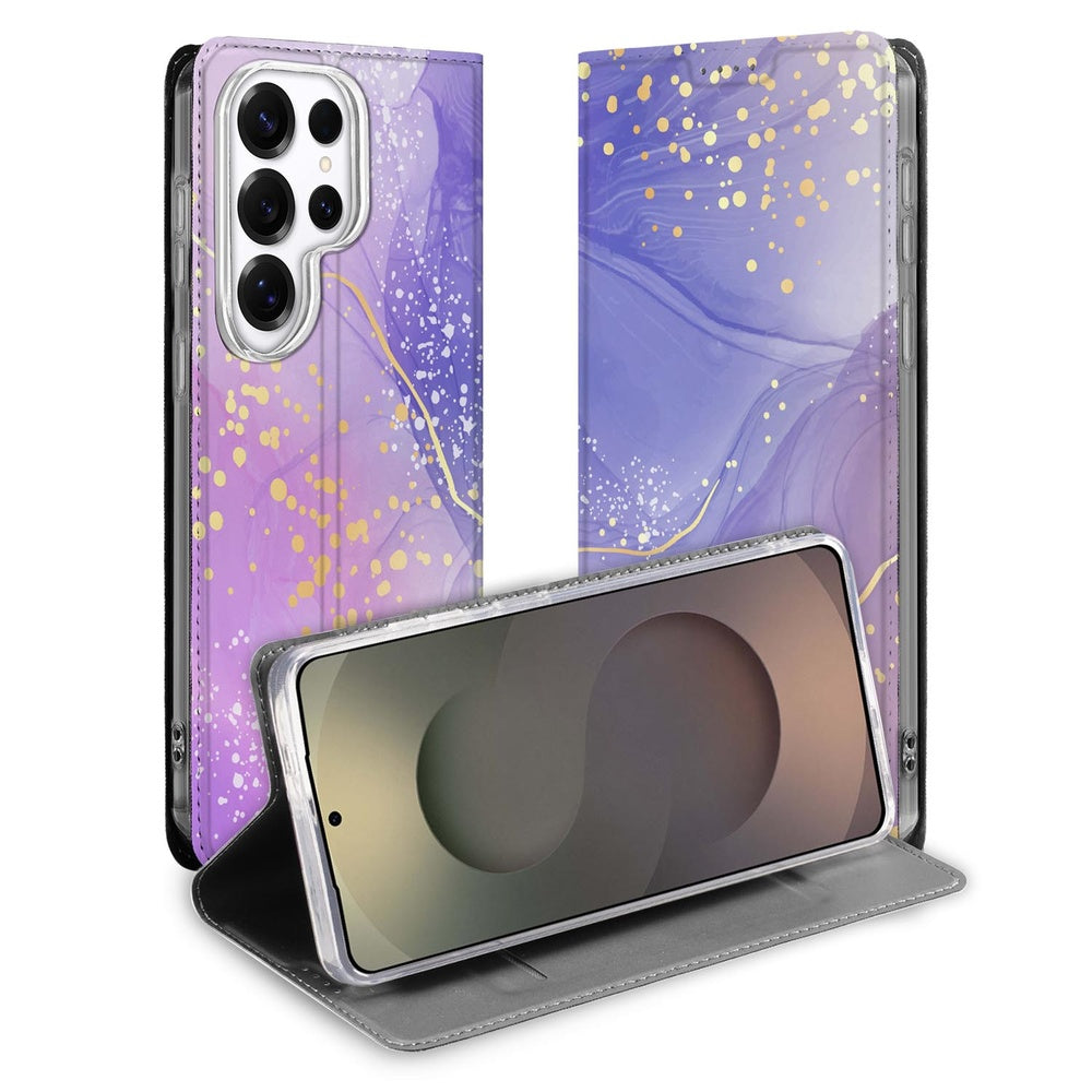Samsung Galaxy S26 Ultra Book Wallet Case Watercolor Paars Vooraanzicht.