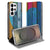 Samsung Galaxy S26 Ultra Book Case Wood Heart Aanzicht detail van houten print met kleurrijke hartvorm.