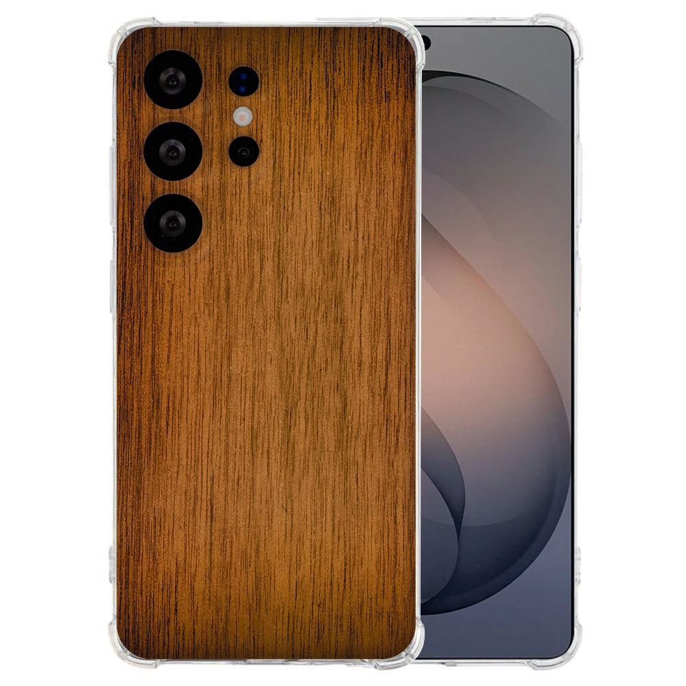 Samsung Galaxy S26 Ultra TPU Siliconen Hoesje Donker Hout Antishock