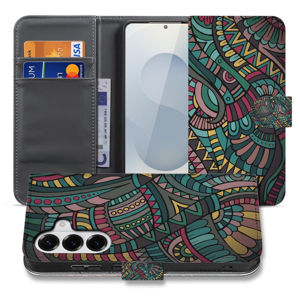 Samsung Galaxy S26 Hoesje Aztec boekhoesje Aztec-print vooraanzicht.