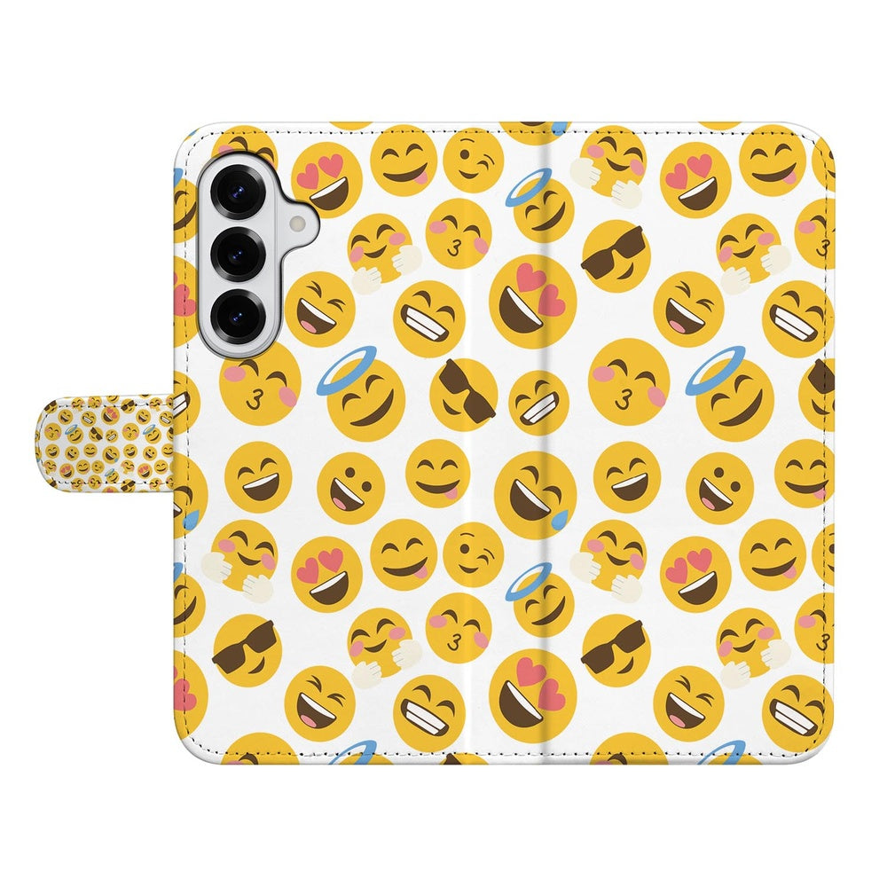Samsung Galaxy S26 Book Case Hoesje Meerkleurig Emoji Vooraanzicht.