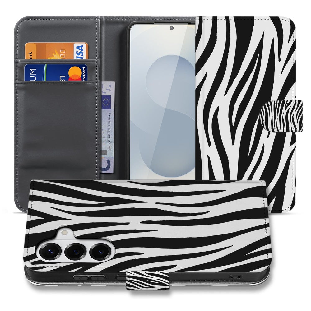 Samsung Galaxy S26 Portemonnee Hoesje Zebra-print Aanzicht.