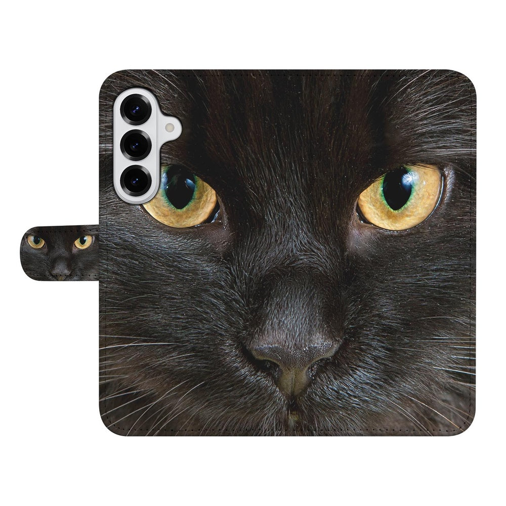 Samsung Galaxy S26 Portemonnee Hoesje Zwarte Kat Aanzicht.