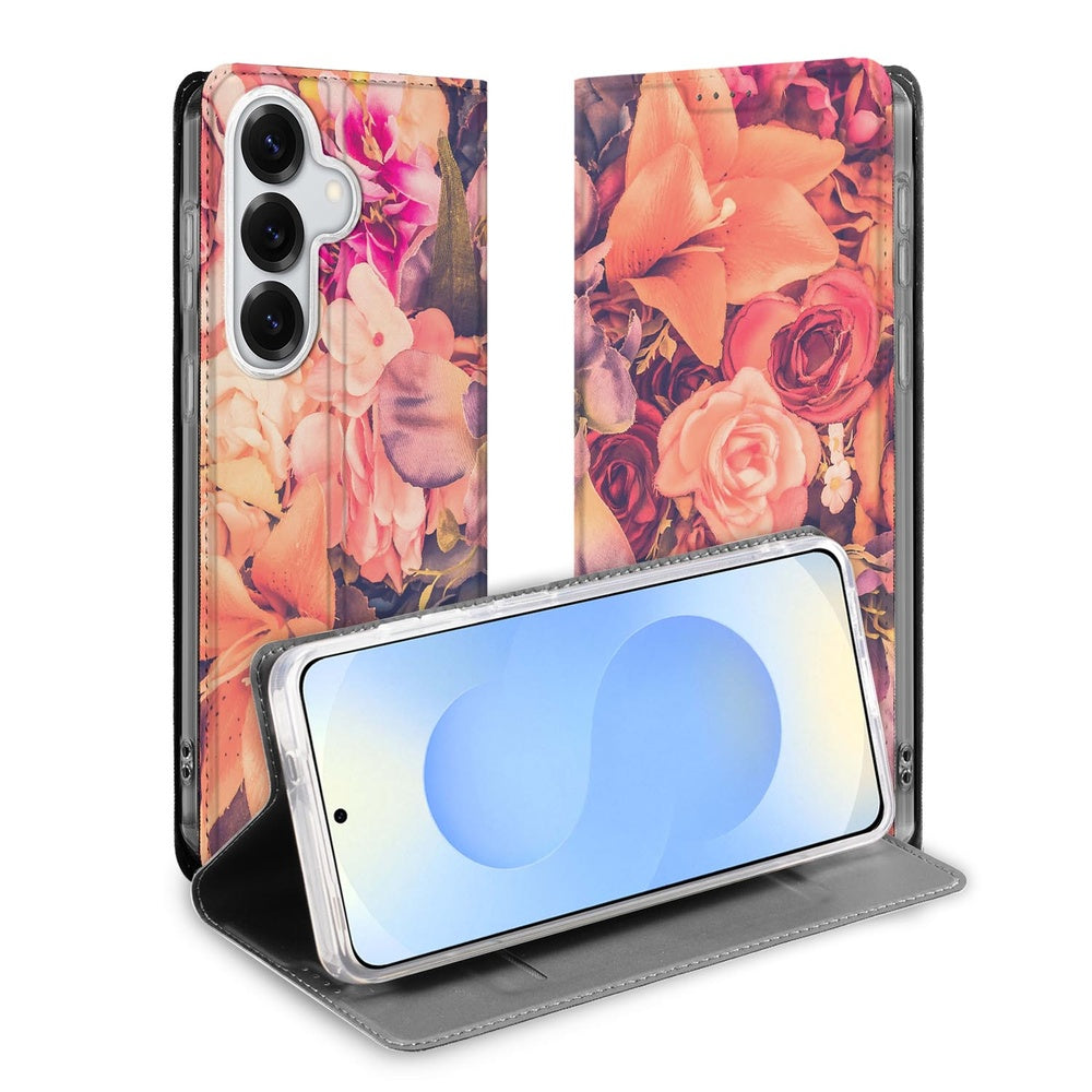 Samsung Galaxy S26 Bookcase Bosje Bloemen boekcase met bloemmotieven vooraanzicht.